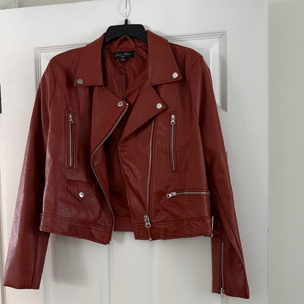 Love Tree Women's Red Leather Jacket